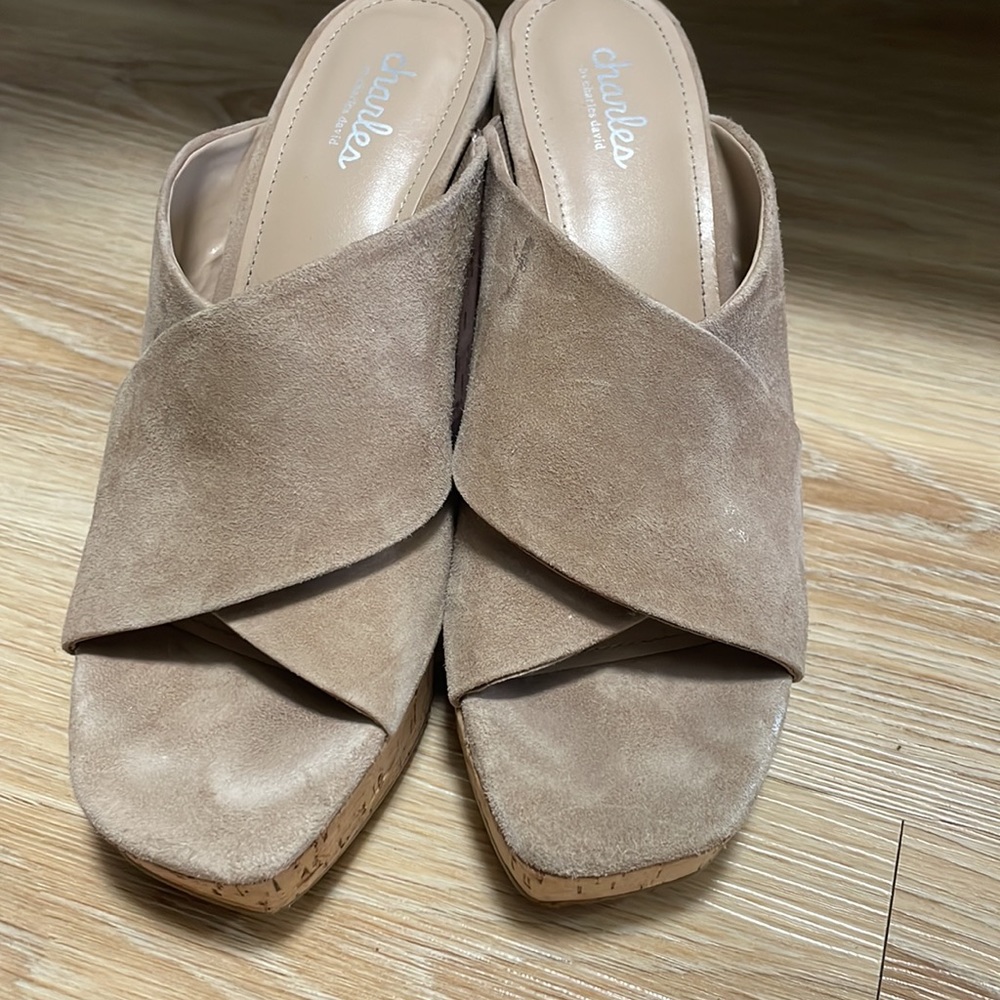 Charles By Charles David Block Heel Platform Sand… - image 6